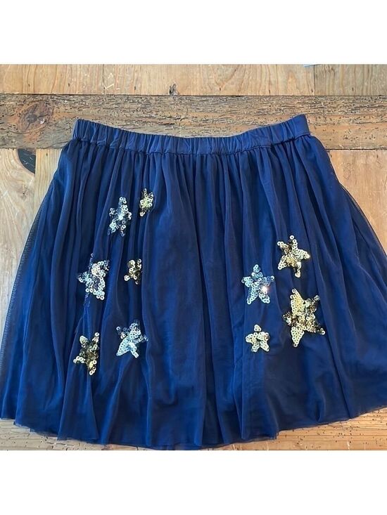 Crewcuts Other - 𝅺J.CREW CrewCuts Girls Navy Tulle Skirt with Silver & Gold Sequin Stars XL